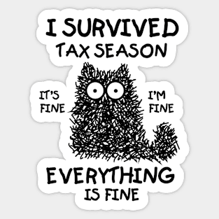 I Survived Tax Season Cat Sticker